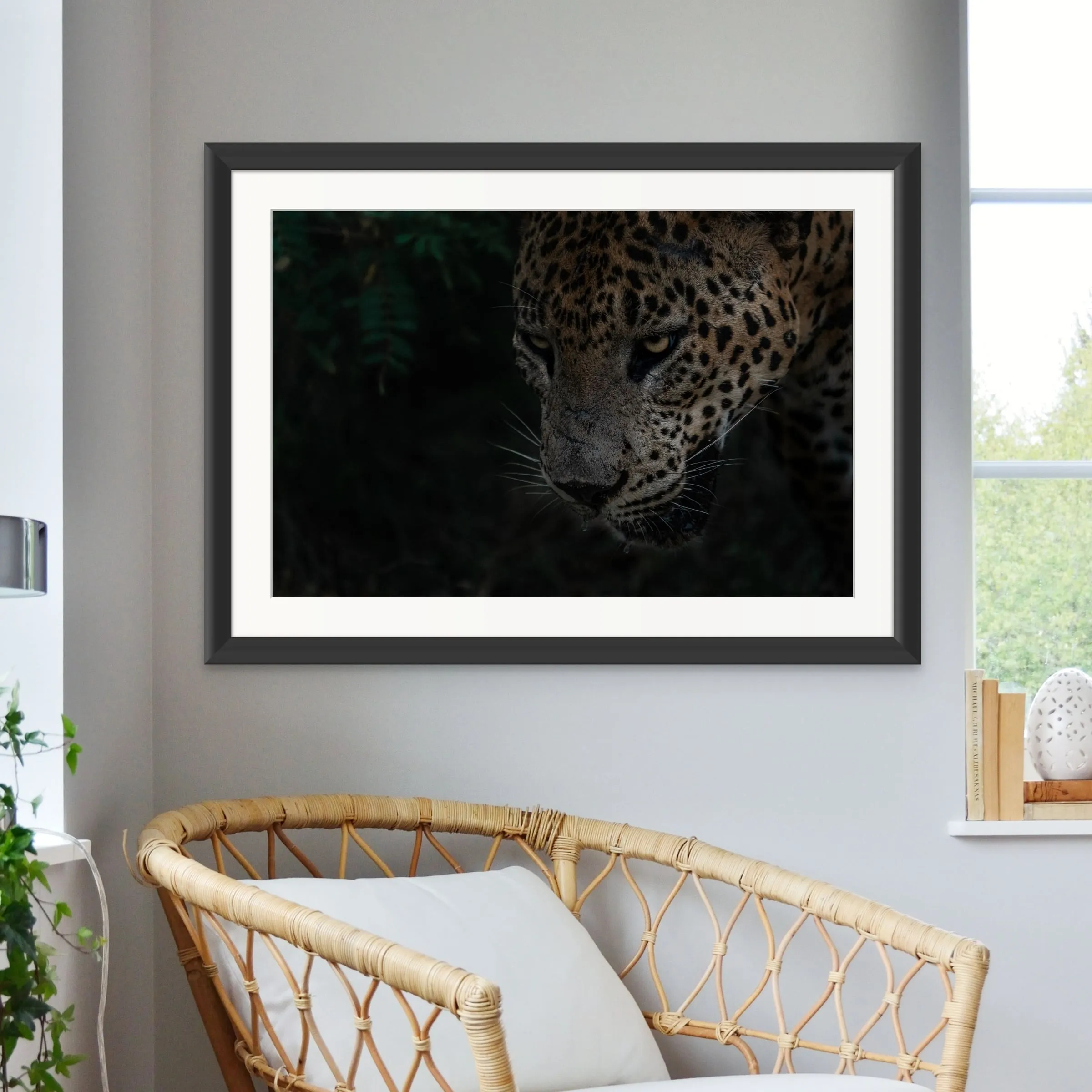 Emerald Predator shown framed on a wall.