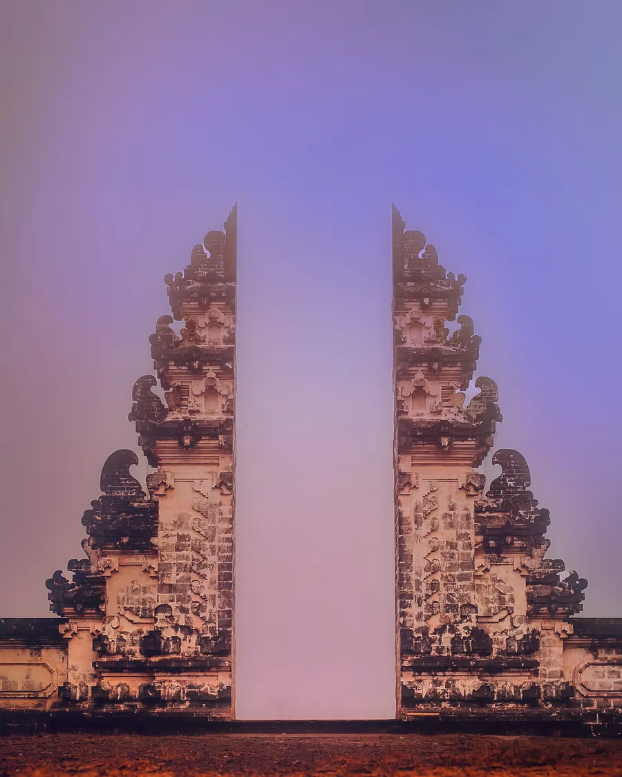 The Temple of Lempuyang Luhur in Bali, Indonesia, featuring its iconic stone gates.